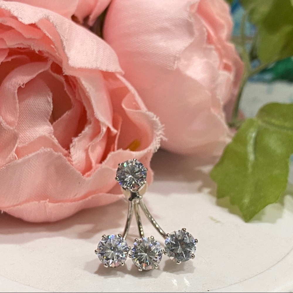 Crystal Earrings Rhinestone Multi-strand Fan - Picture 6 of 8